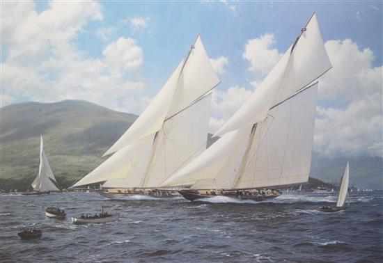 John Steven Dews (1949-) Yachting scenes, overall 21.5 x 31in.